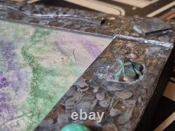 Arts and crafts nouveau style maiden pewter mixed metal frame green cabouchon