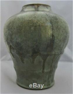 Auguste Delaherche, large Art Nouveau stoneware vase with green glaze, c1901