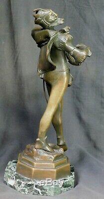 Auguste de Wever Bronze marble Statue Sculpture Satan Devil Mephisto Antique
