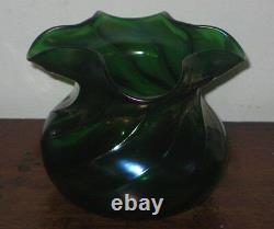 Austrian Bohemian Iridescent Glass Vase Art Nouveau Wavy Rim