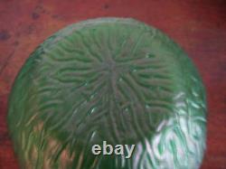 Austrian Bohemian Iridescent Green Dimpled Vase Art Nouveau Seaweed Design