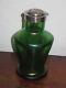 Austrian Bohemian Pos Loetz Iridescent Green Bottle Flask Art Nouveau Silver Top