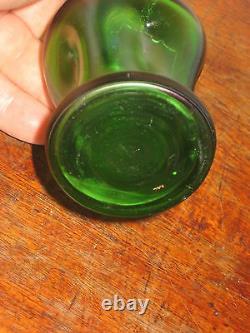 Austrian Bohemian Pos Loetz Iridescent Green Bottle Flask Art Nouveau Silver Top