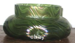 Austrian Iridescent Glass Vase / Bowl Art Nouveau Ribbed Dimpled Design