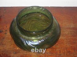 Austrian Iridescent Glass Vase / Bowl Art Nouveau Ribbed Dimpled Design