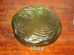 Austrian Iridescent Glass Vase / Bowl Art Nouveau Ribbed Dimpled Design