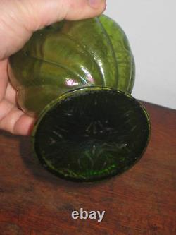 Austrian Iridescent Green Glass Rose Holder Vase Art Nouveau