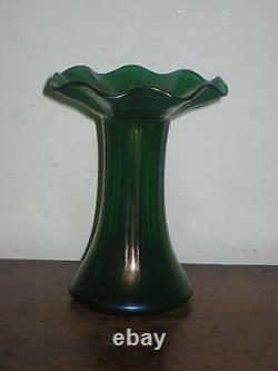 Austrian Iridescent Green Glass Vase Art Nouveau