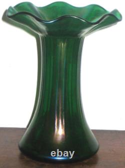 Austrian Iridescent Green Glass Vase Art Nouveau