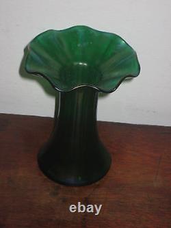 Austrian Iridescent Green Glass Vase Art Nouveau