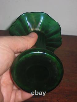 Austrian Iridescent Green Glass Vase Art Nouveau