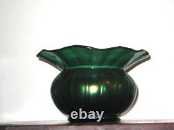 Austrian Iridescent Green Wide Rim Vase Art Nouveau