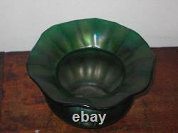 Austrian Iridescent Green Wide Rim Vase Art Nouveau