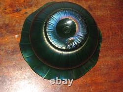 Austrian Iridescent Green Wide Rim Vase Art Nouveau