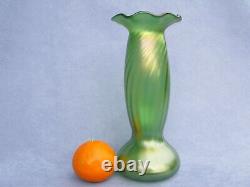 Austrian Kralik Art Glass Green Iridescent Vase Art Nouveau Era