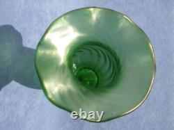 Austrian Kralik Art Glass Green Iridescent Vase Art Nouveau Era