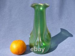 Austrian Loetz Creta Rusticana Iridescent Vase Applied Decor Art Nouveau Era