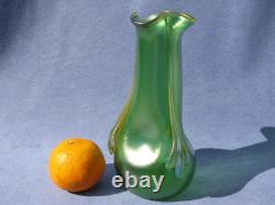 Austrian Loetz Creta Rusticana Iridescent Vase Applied Decor Art Nouveau Era