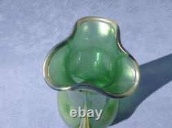 Austrian Loetz Creta Rusticana Iridescent Vase Applied Decor Art Nouveau Era