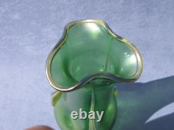 Austrian Loetz Creta Rusticana Iridescent Vase Applied Decor Art Nouveau Era