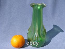 Austrian Loetz Creta Rusticana Iridescent Vase Applied Decor Art Nouveau Era
