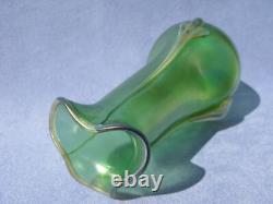 Austrian Loetz Creta Rusticana Iridescent Vase Applied Decor Art Nouveau Era