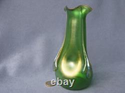 Austrian Loetz Creta Rusticana Iridescent Vase Applied Decor Art Nouveau Era