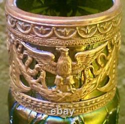 Austrian Loetz Kralik Green Eagle Rim Vase