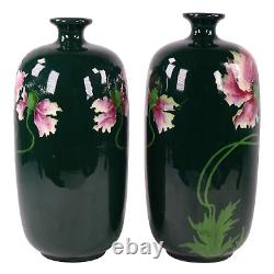 Austrian Pottery Julius Dressler Vases Art Nouveau Flowers h25 cm c1890