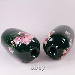 Austrian Pottery Julius Dressler Vases Art Nouveau Flowers h25 cm c1890