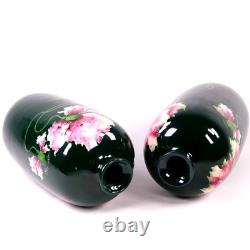 Austrian Pottery Julius Dressler Vases Art Nouveau Flowers h25 cm c1890