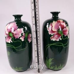 Austrian Pottery Julius Dressler Vases Art Nouveau Flowers h25 cm c1890