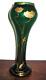 Austrian Tall Green Glass Vase With Gilt Overlay Jugendstil Art Nouveau