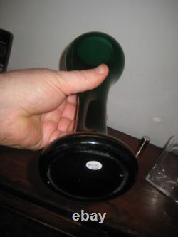 Austrian Tall Green Glass Vase With Gilt Overlay Jugendstil Art Nouveau