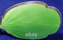 Awesome Sterling Silver Green Enamel Guilloche 4 Piece Dresser Set Brush Mirror