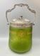 &deg; Baccarat Etched Green Art Nouveau Deco Glass Cookie Jar Biscuit Barrel Crystal