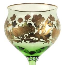 BOHEMIAN Art Nouveau / Josephinenhutte Enamel Hock Wine Glass 18.5cm