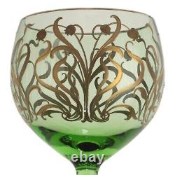 BOHEMIAN Art Nouveau / Josephinenhutte Enamel Hock Wine Glass 19.5cm