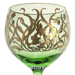 BOHEMIAN Art Nouveau / Josephinenhutte Enamel Hock Wine Glass 19.5cm