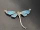 Beautiful Antique Art Nouveau Dragonfly Solid Silver Guilloche Enamel Pendant