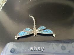 Beautiful Antique Art Nouveau dragonfly Solid Silver Guilloche Enamel Pendant