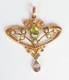 Beautiful Art Nouveau Antique Gold Peridot Rubillite And Pearl Pendant