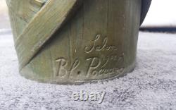 Beautiful Art Nouveau floral green spelter vases, B. Poccard 1902, Secessionist