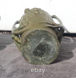 Beautiful Art Nouveau floral green spelter vases, B. Poccard 1902, Secessionist