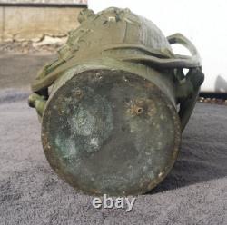 Beautiful Art Nouveau floral green spelter vases, B. Poccard 1902, Secessionist