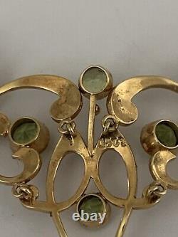 Beautiful Fine Victorian Art Nouveau 15ct Gold Natural Peridot & Pearl Necklace