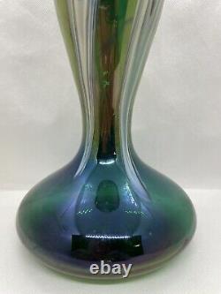 Beautiful Large Antique Circa 1900 Green Rindskopf Bohemian Art Glass Vase 13