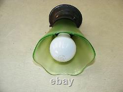 Beautiful Old Art Nouveau Lamp, Glass Hanging Lamp, Ceiling Light, Green