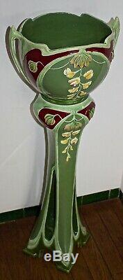 Bernard Bloch Eichwald Majolica Art Nouveau Secessionist Jardiniere On Stand