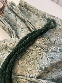 Bespoke William Morris Lined Curtains & Ties Green L49 W77 Art Nouveau Tavernake